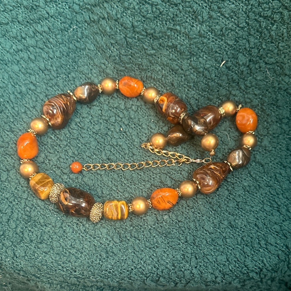 Macy's Gold and Orange Beaded Necklace